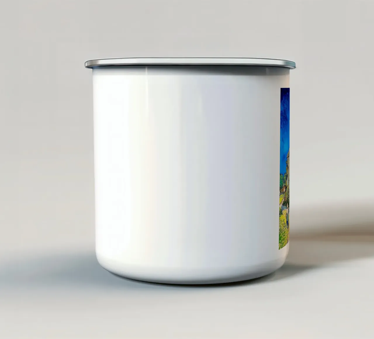edifici e figure ambulanti tazza in smalto da cloud shop