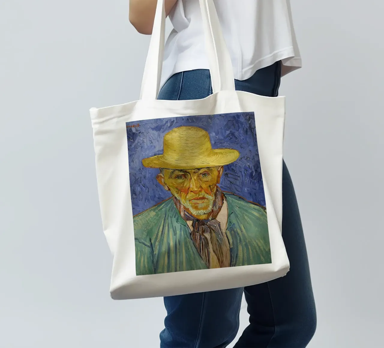 ritratto di espressione uomo anziano borsa in juta da cloud shop