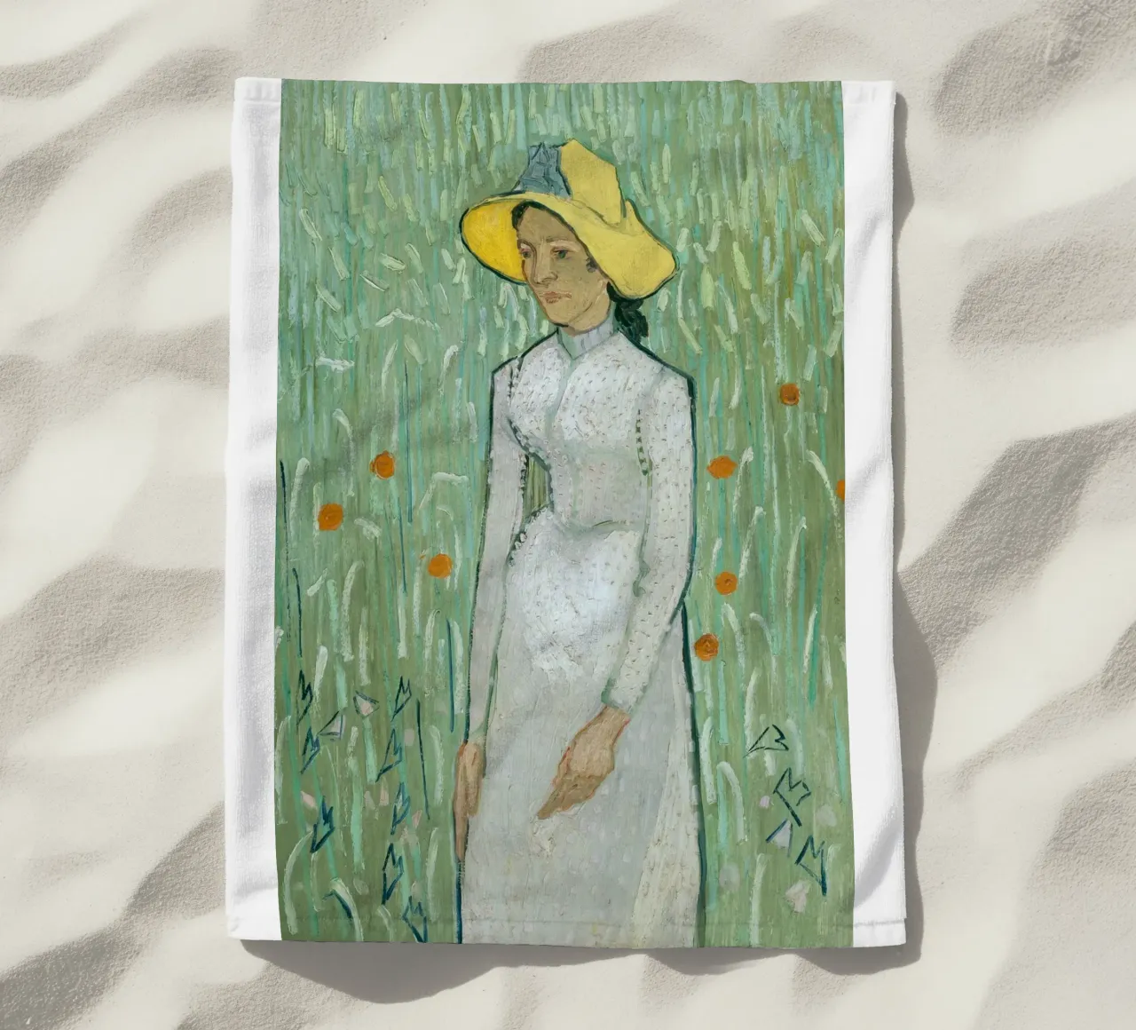donna in abito bianco telo mare da cloud shop