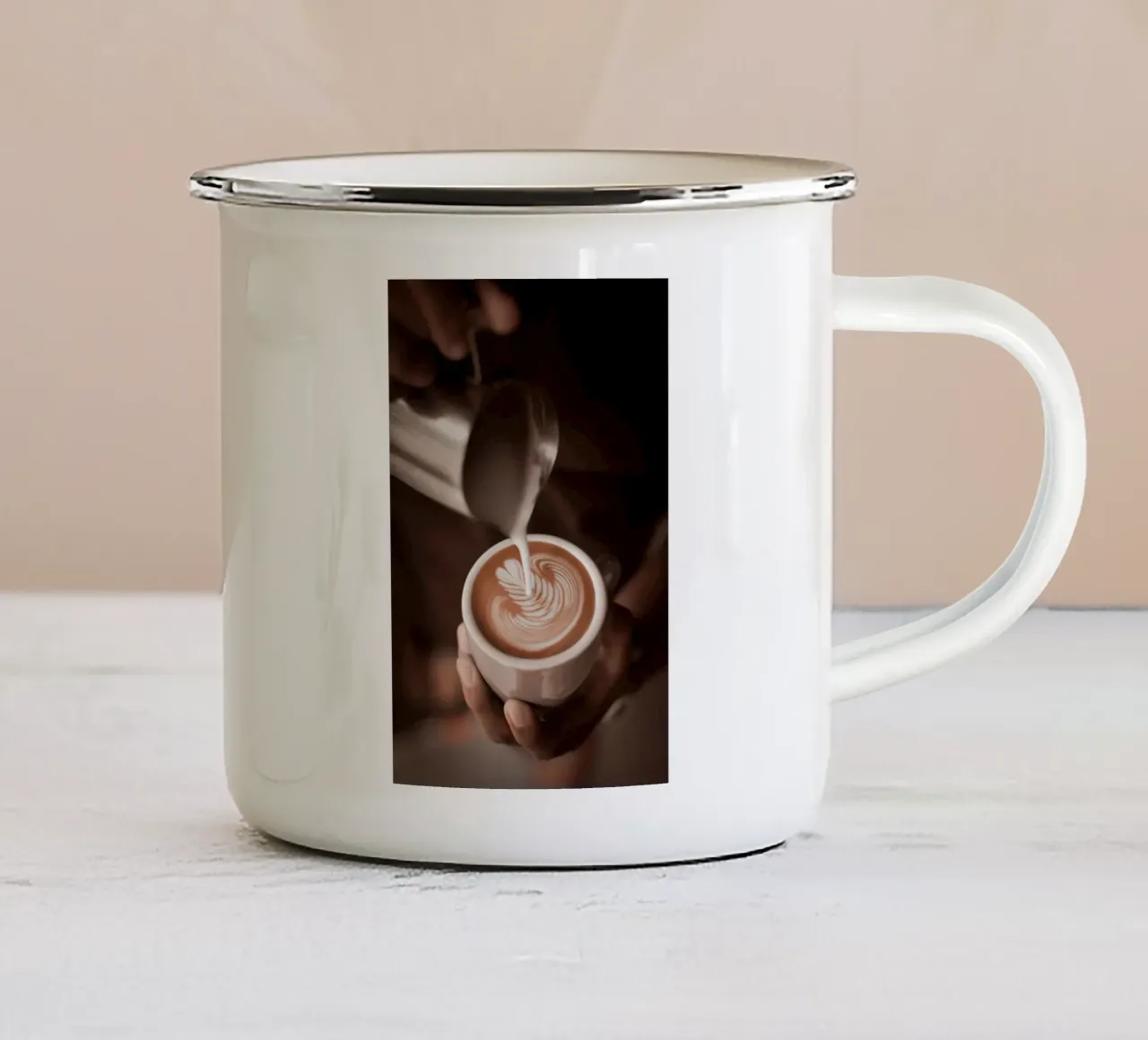 Cappuccino Art Poster tazza in smalto da Kelly shop