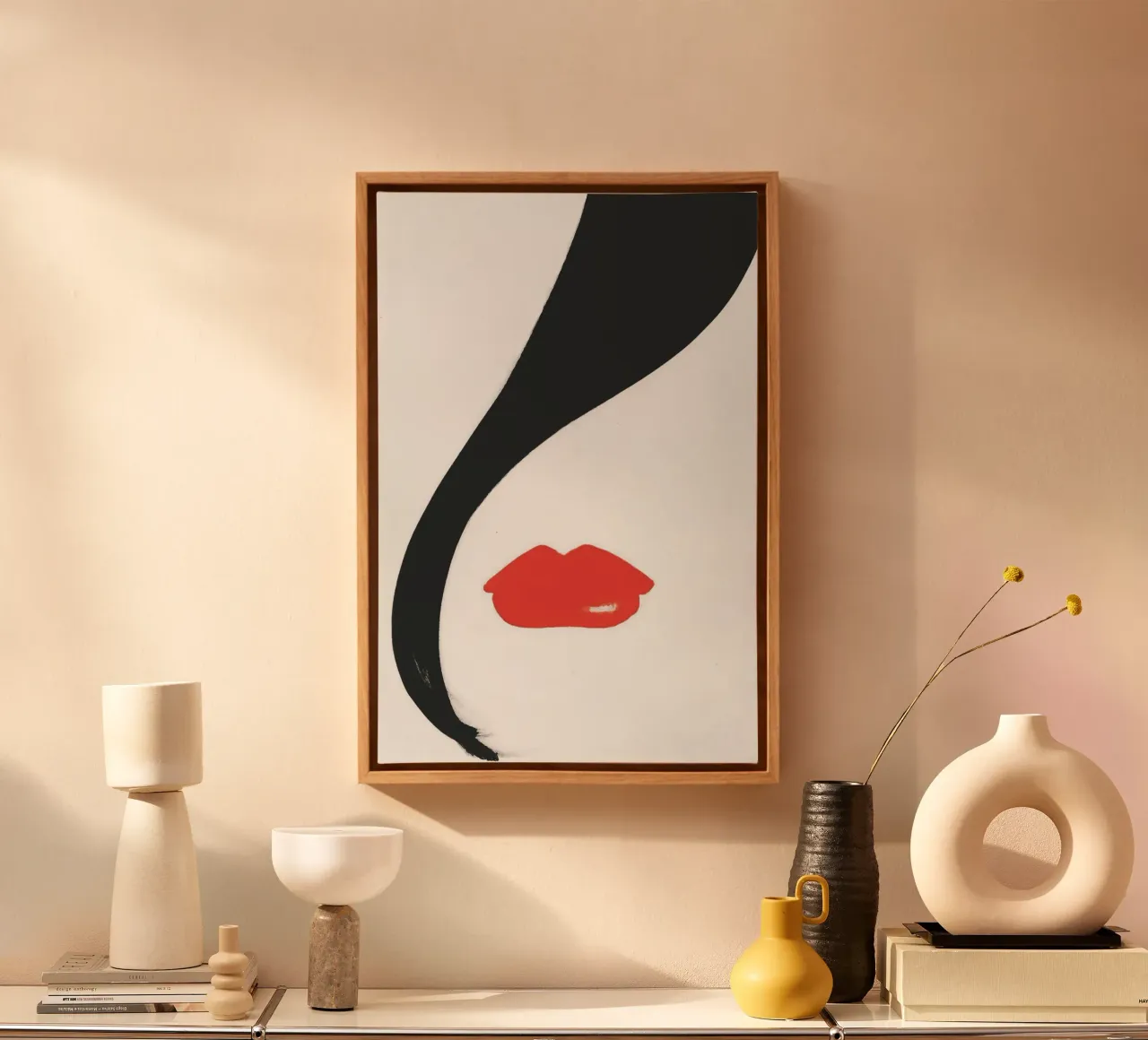 Rossetto rosso, arte della moda vintage tela con Cornice a cassetta da Vibrant Vintage Prints