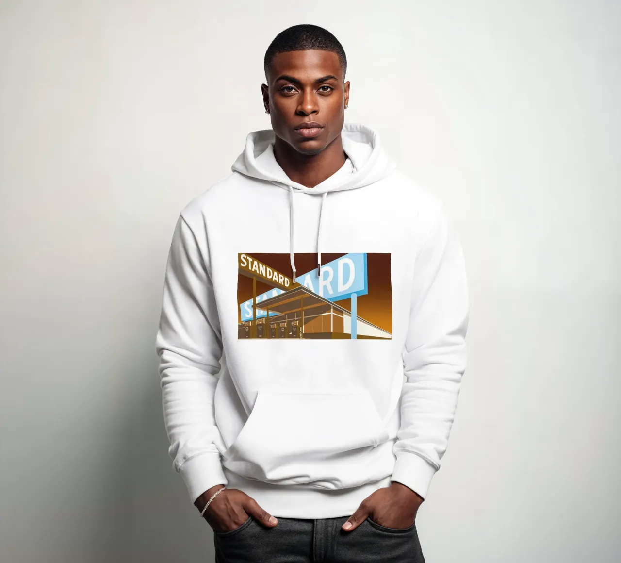 Ed Ruscha Doppio standard felpa con cappuccio da Marcobarshop