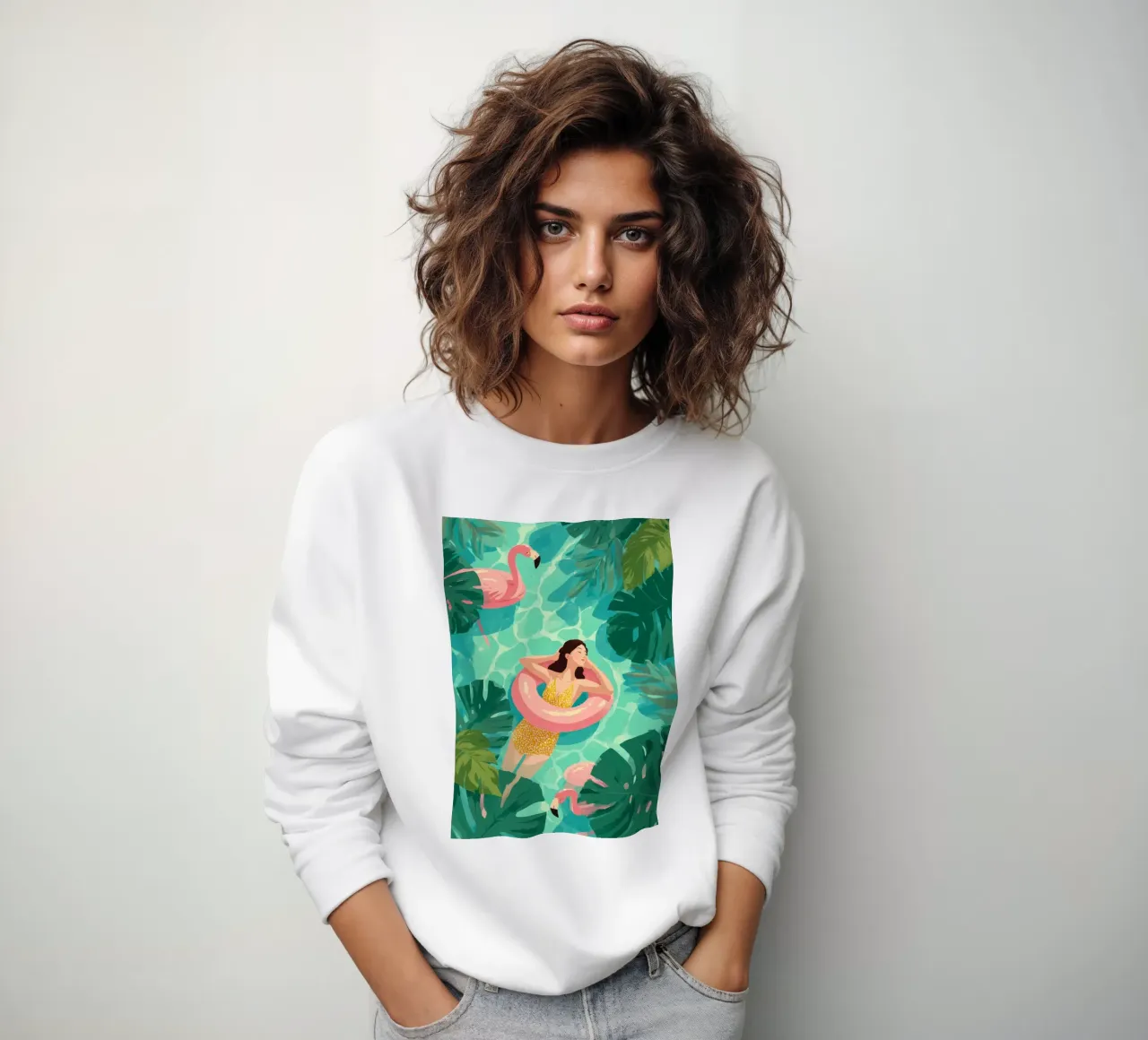 Flamingo Dreams I felpa da Clara August