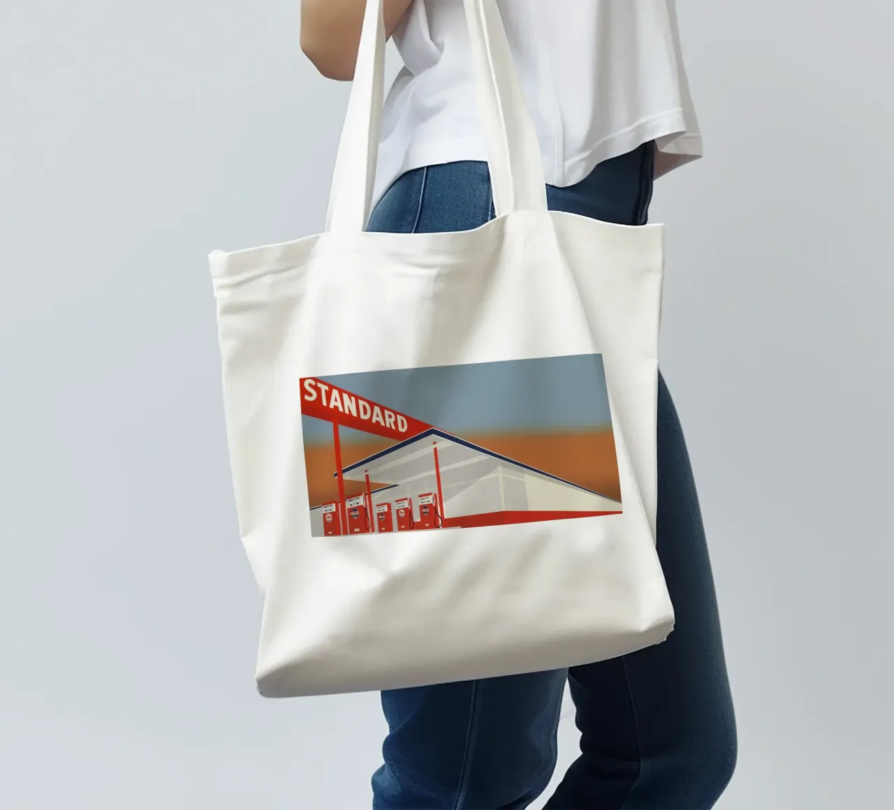 Ed Ruscha Stazione standard borsa in juta da Marcobarshop