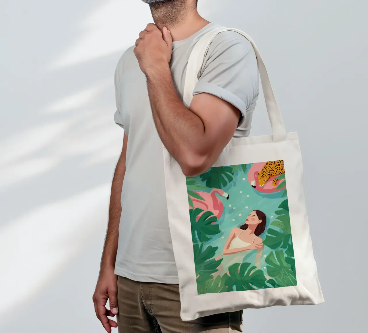 Flamingo Dreams II borsa in juta da Clara August
