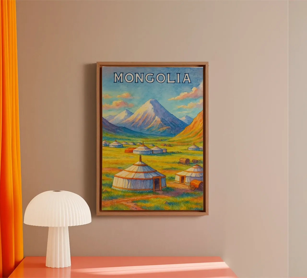 Mongolei Malerei Imagination Leinwand mit Schattenfugenrahmen von Diamond
