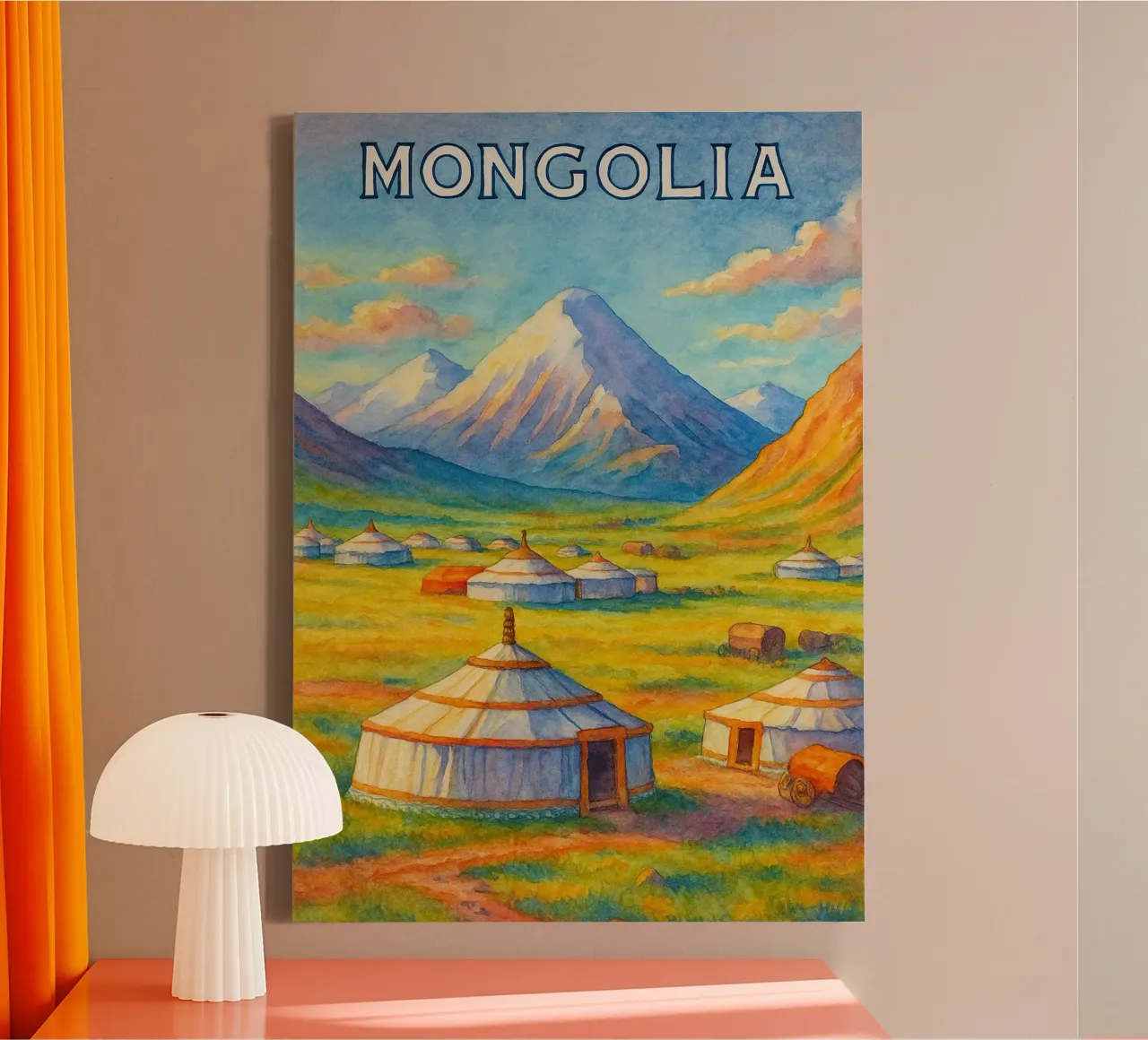 Mongolei Malerei Imagination Leinwand mit Schattenfugenrahmen von Diamond