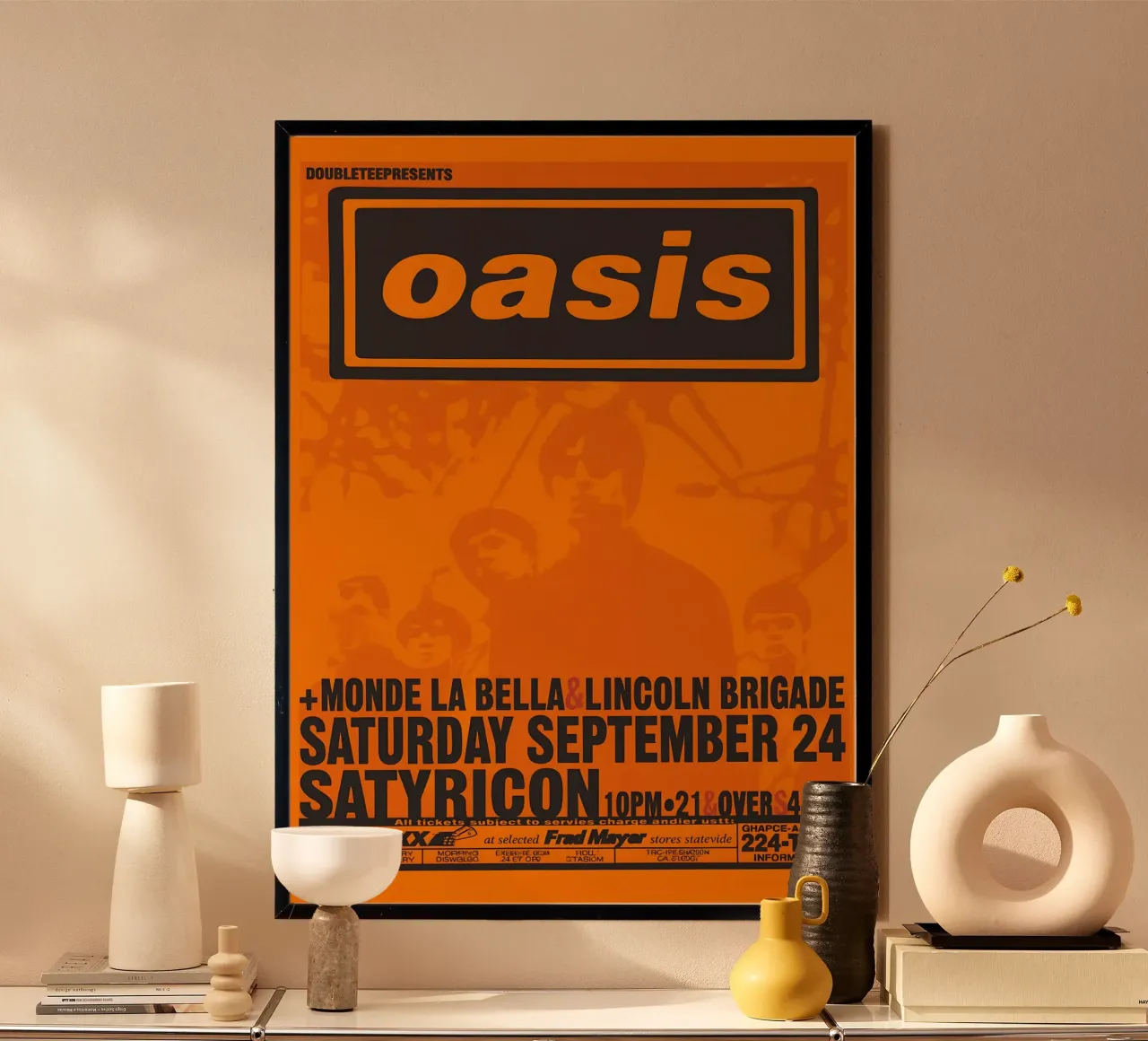 Oasis First US Tour Satyricon Concert (1994) poster con telaio in legno da DGUnder