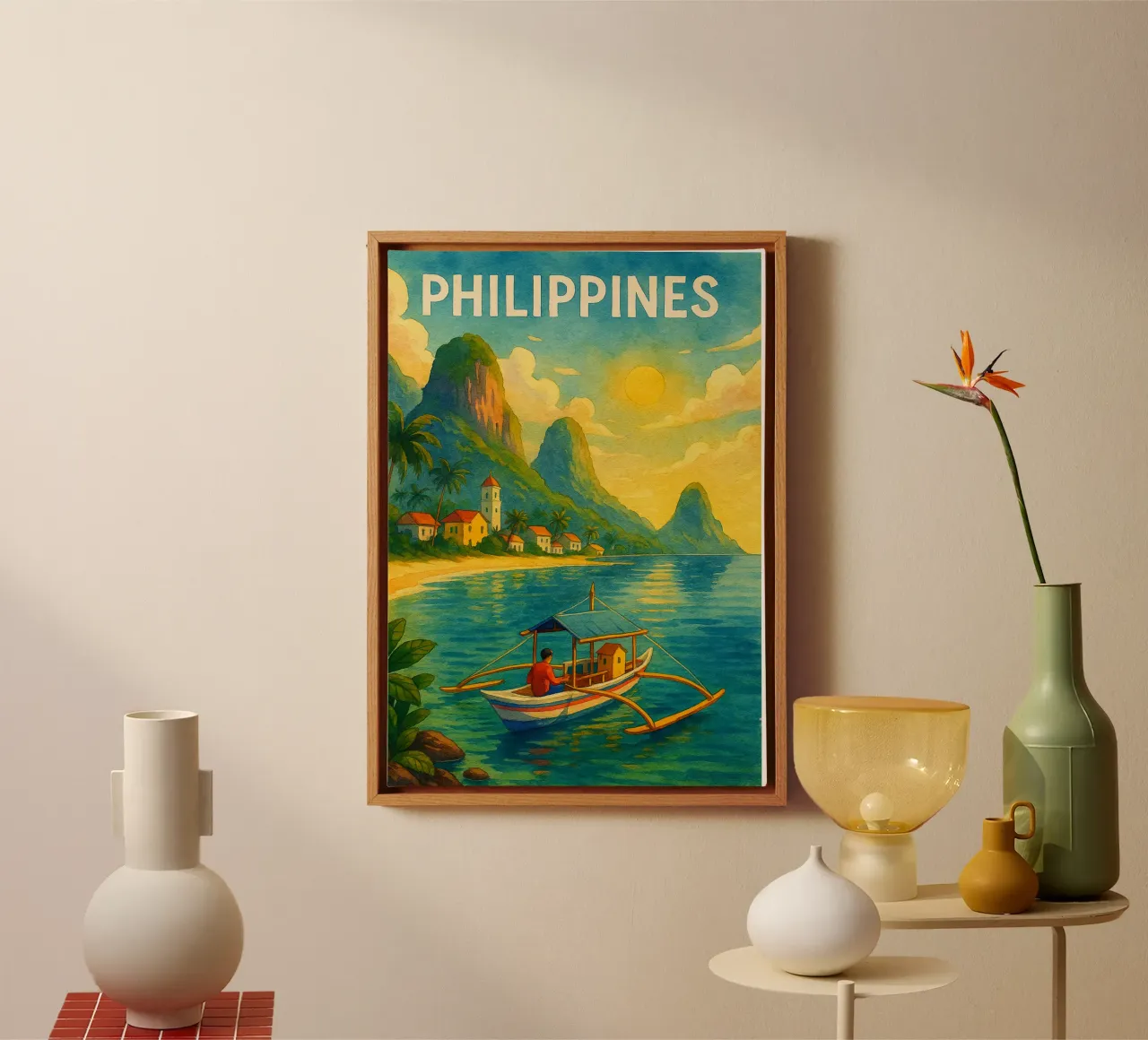 Filippijnen Schilderen Verbeelding canvas met Baklijst van Diamond