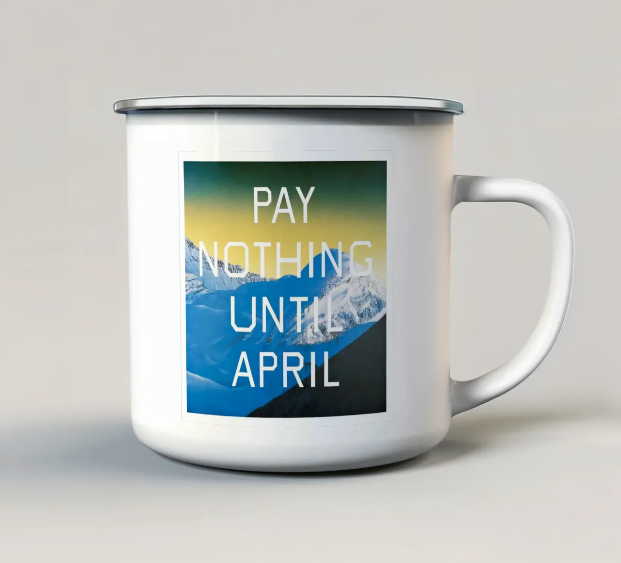 Ed Ruscha Non pagare fino ad aprile tazza in smalto da Marcobarshop