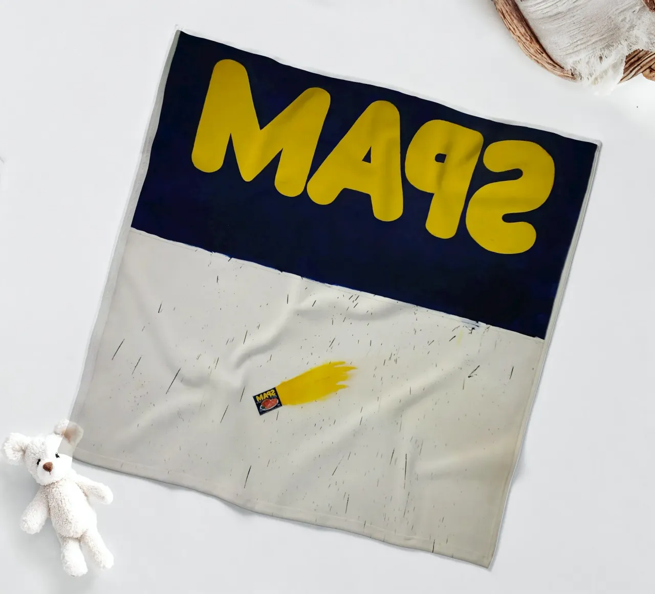 Ed Ruscha Spam-gefülltes Raketenschiff Fleecedecke von Marcobarshop