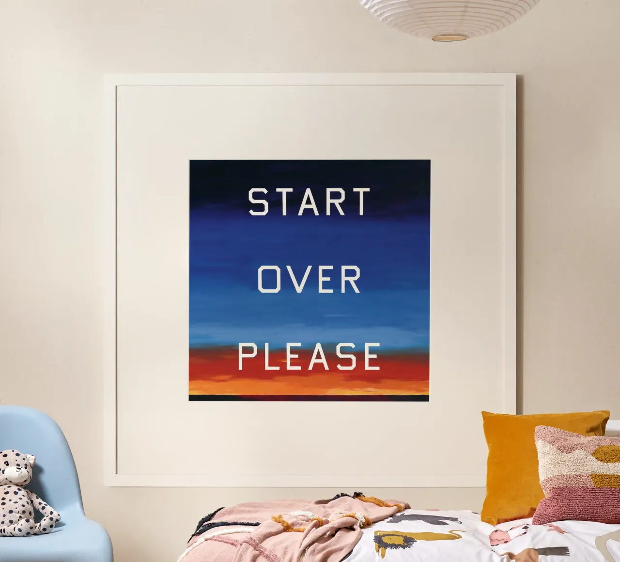 Ed Ruscha Ricominciare per favore carta hahnemühle da Marcobarshop