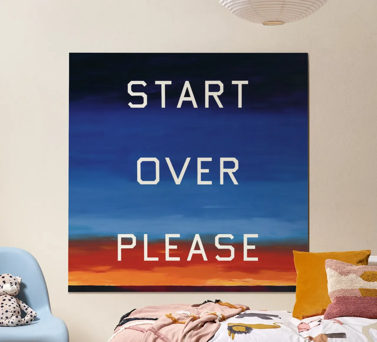 Ed Ruscha Ricominciare per favore carta hahnemühle da Marcobarshop