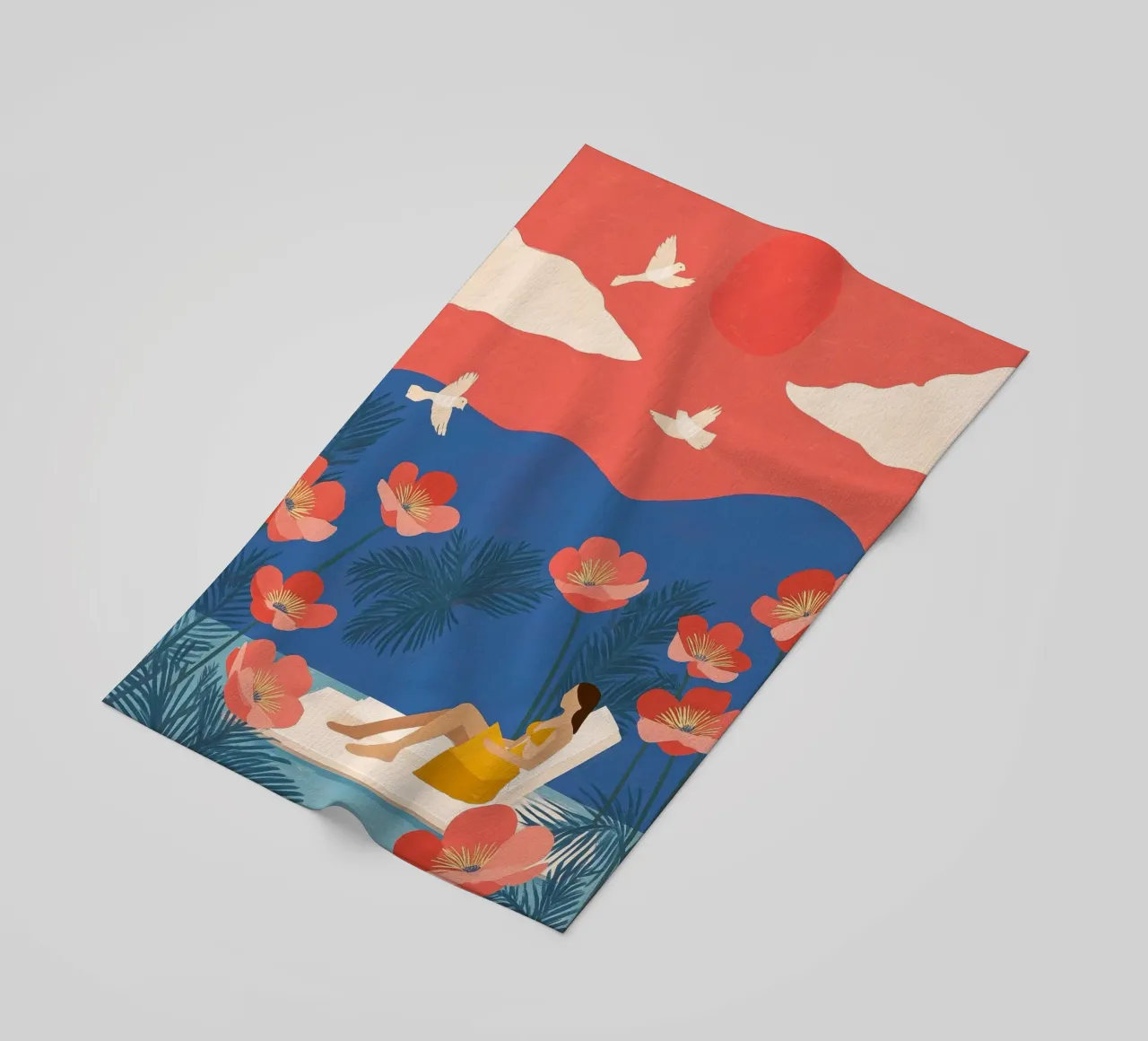 Floating in a Field of Dreams beach towel by Clara August