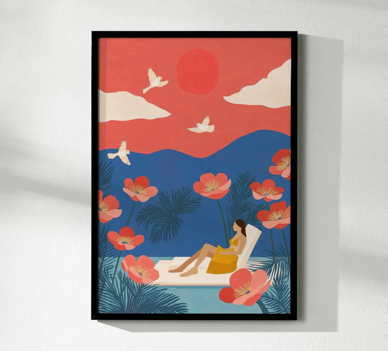 Floating in a Field of Dreams poster con telaio in legno da Clara August