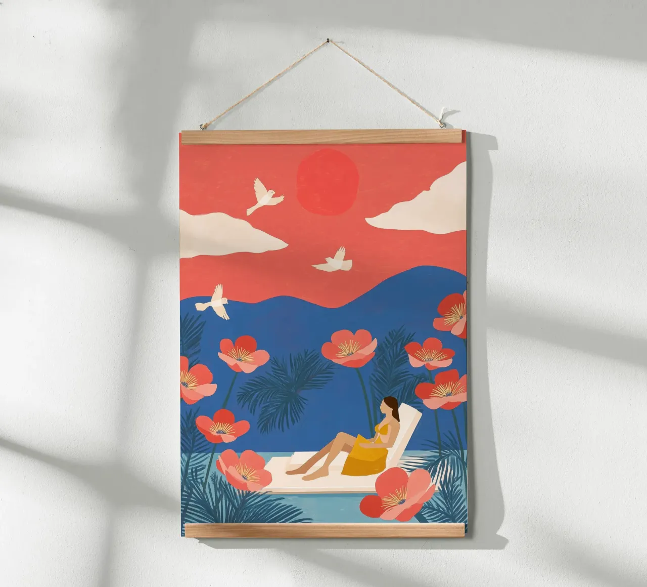Floating in a Field of Dreams poster con telaio in legno da Clara August