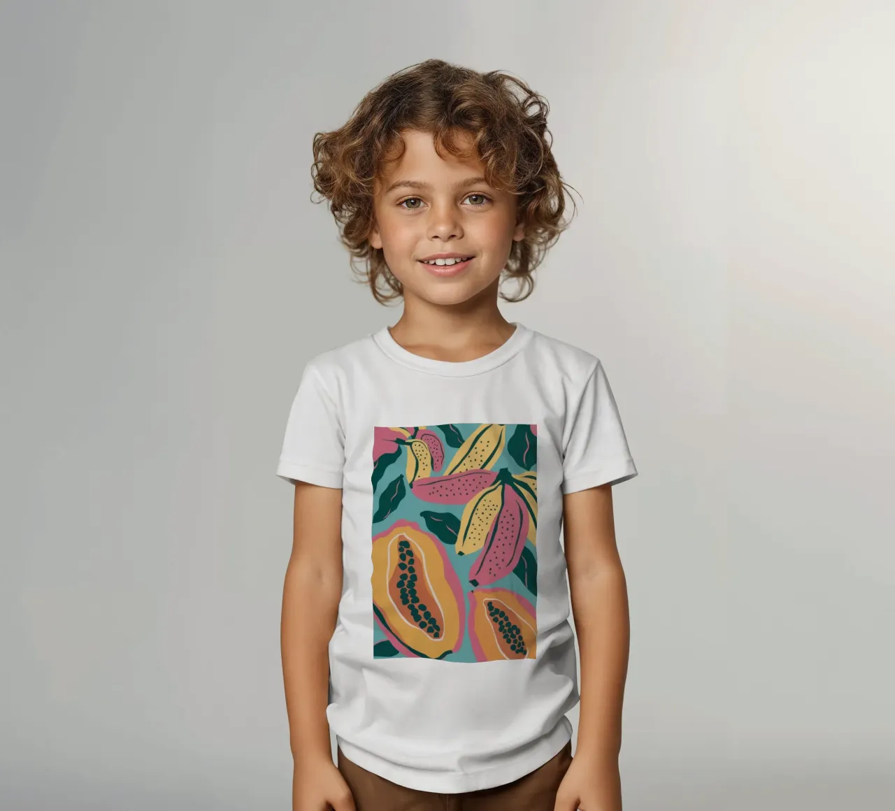 Tropical Fruit Medley kids t-shirt by Flock Reverie