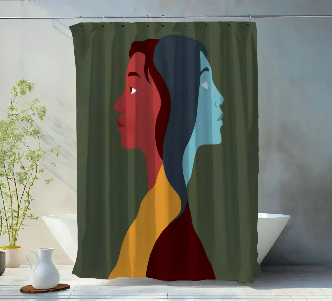 Duality Shared Soul shower curtain by Prism Ritual