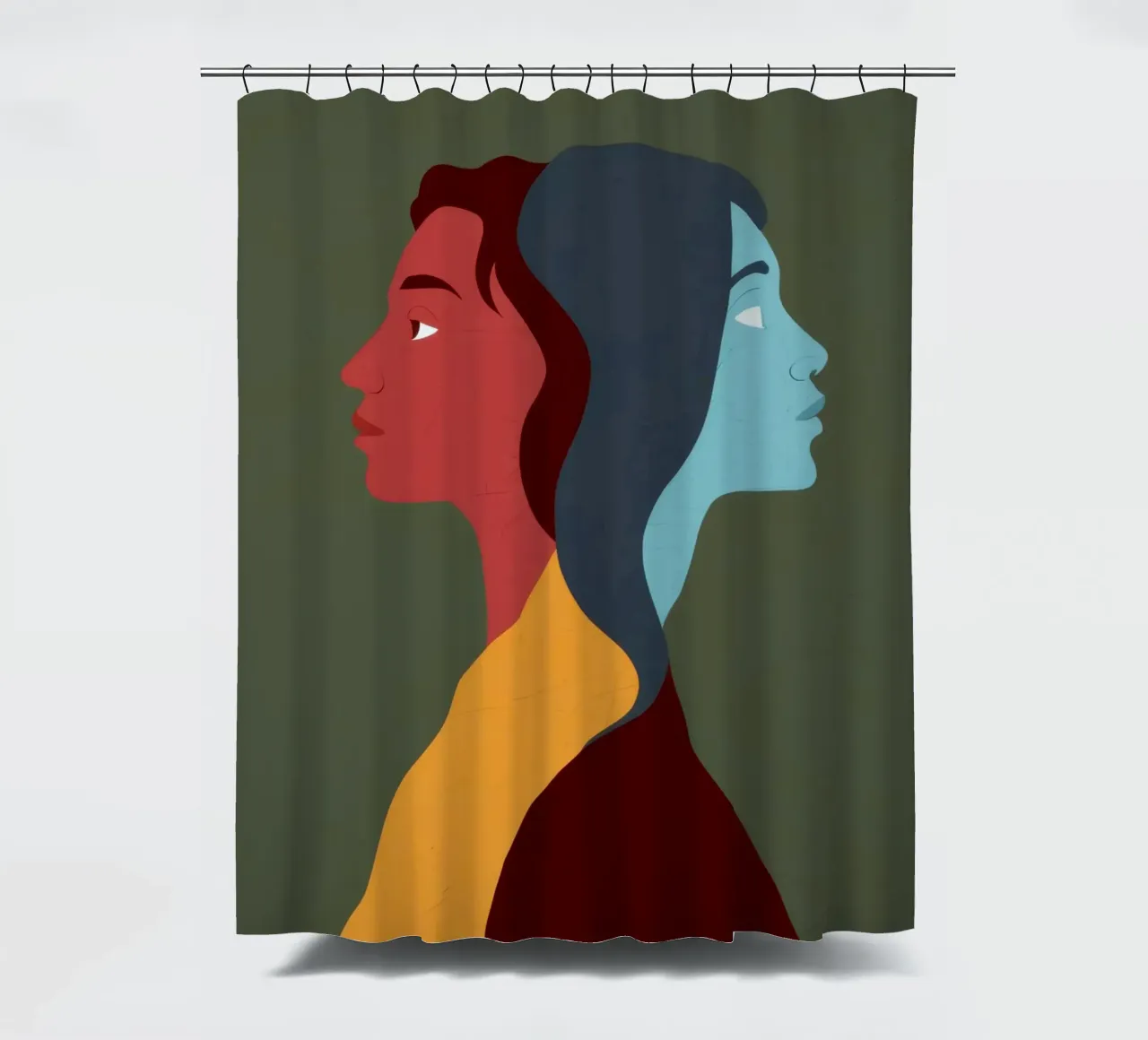 Duality Shared Soul shower curtain by Prism Ritual