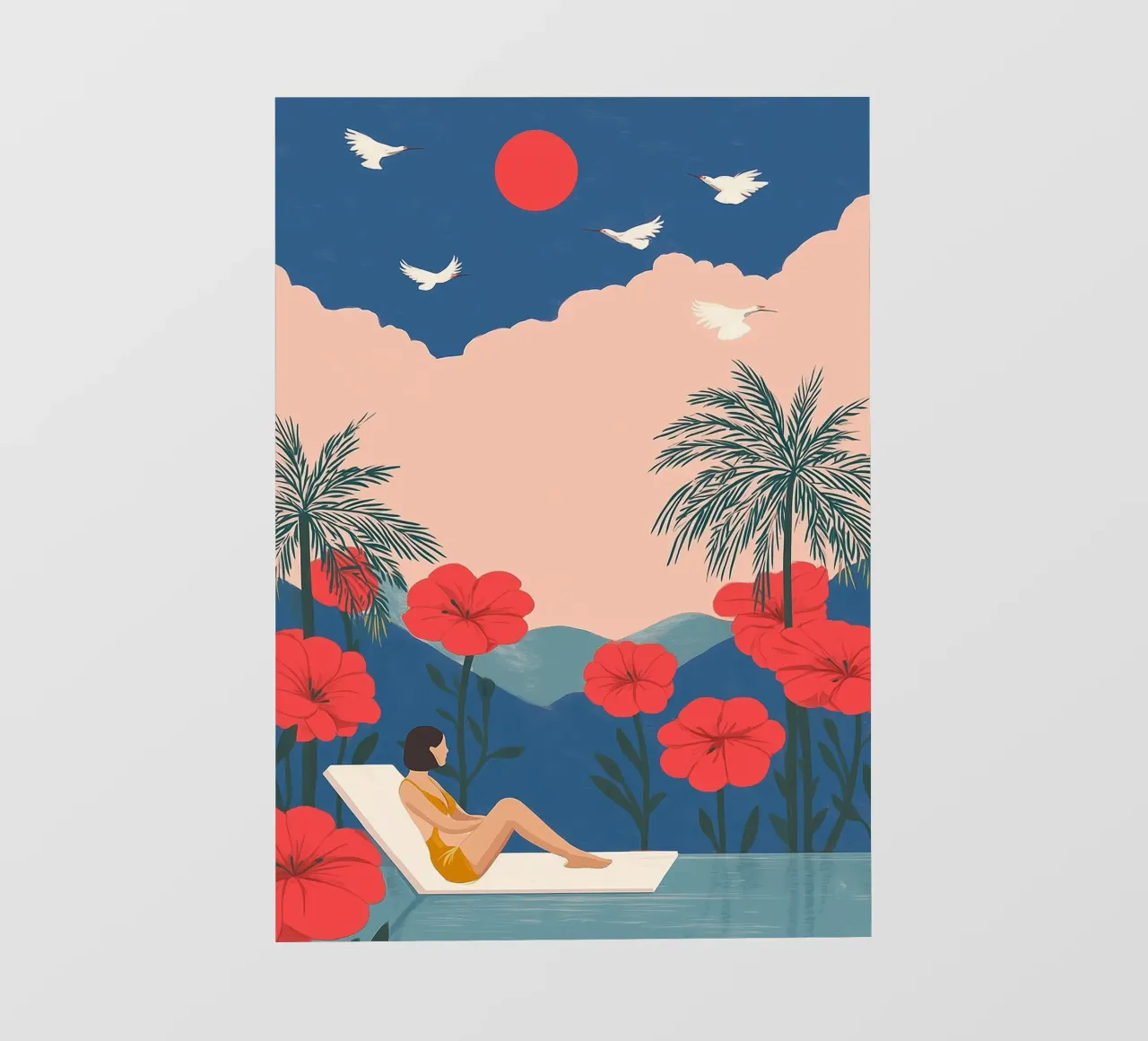 Woman in Yellow, World in Red papel para pared de Clara August