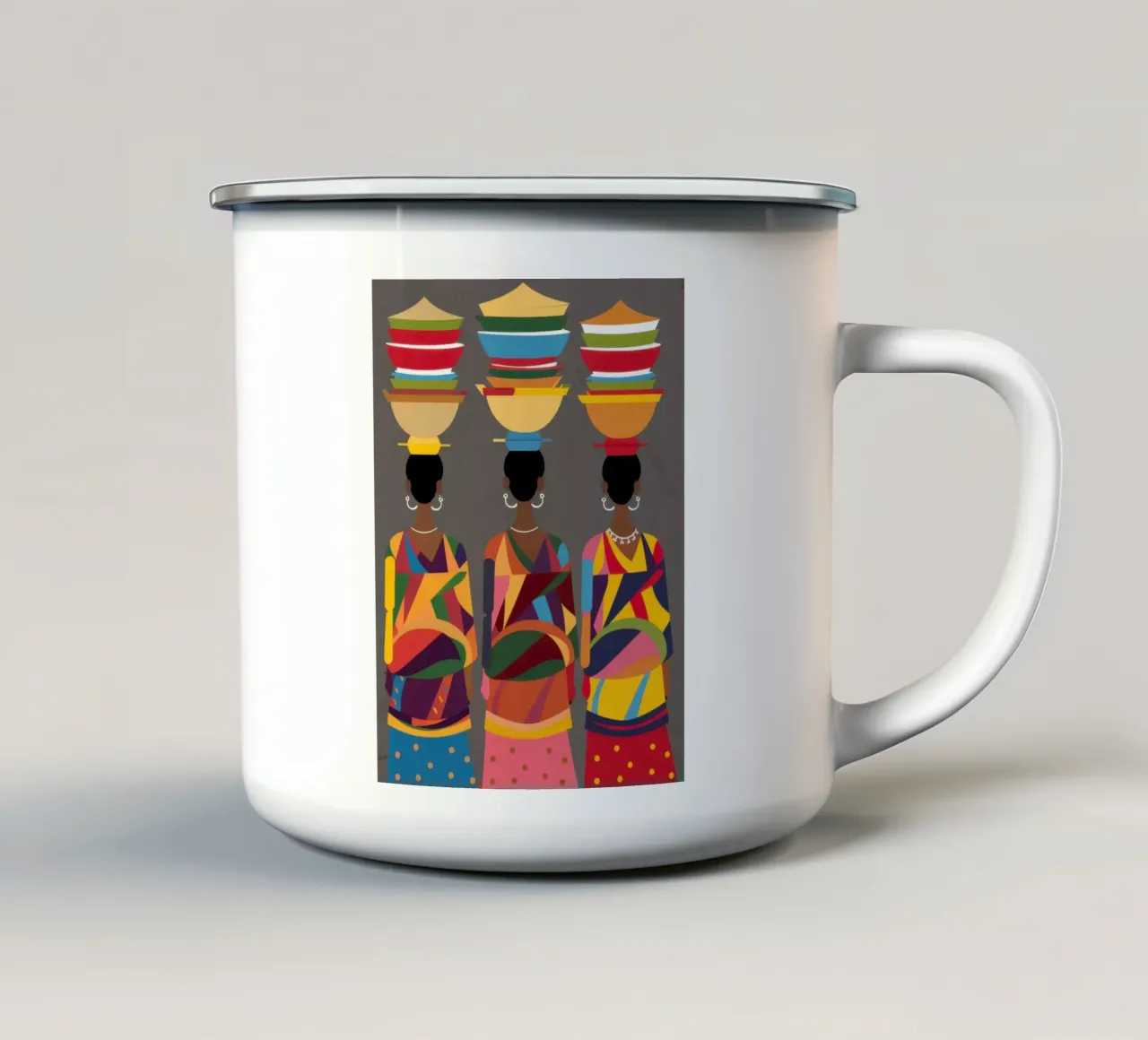 Donne con cestini tazza in smalto da Flock Reverie