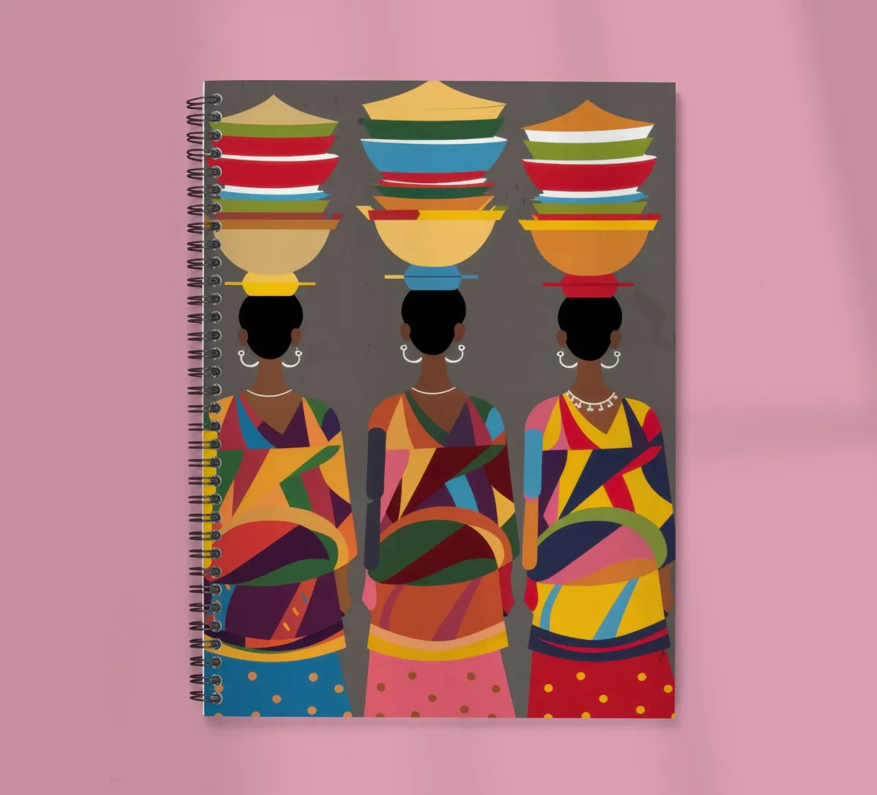Women with Baskets spiral notebook by Flock Reverie