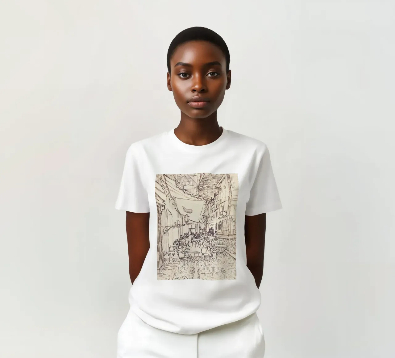 Terrazza del caffè di notte settembre 1888 t-shirt da ValerieArt