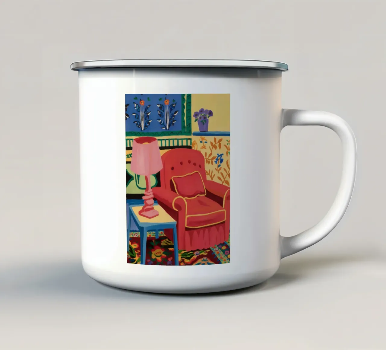 Chaise de lecture maximaliste mug en émail de Flock Reverie
