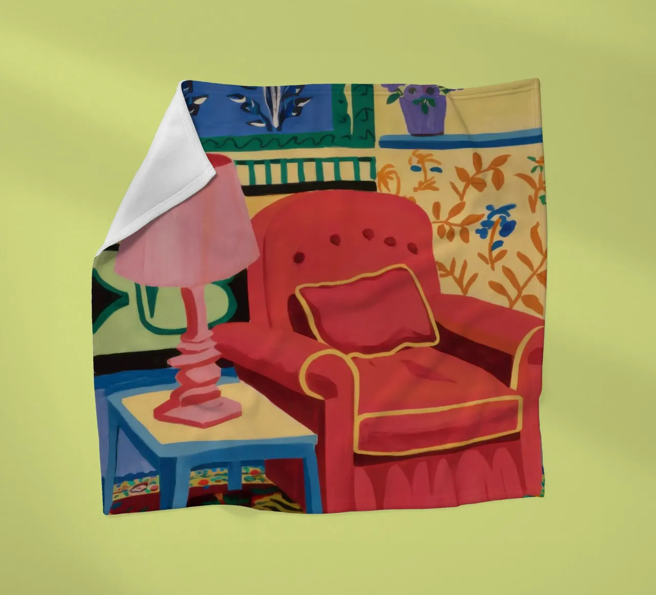 Maximalist Reading Chair fleece blanket by Flock Reverie