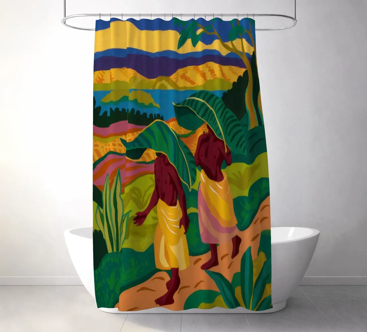 Journey Through the Jungle shower curtain by Flock Reverie