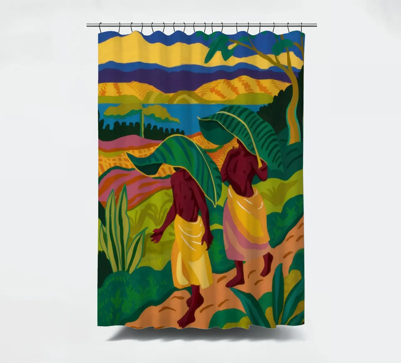 Journey Through the Jungle shower curtain by Flock Reverie