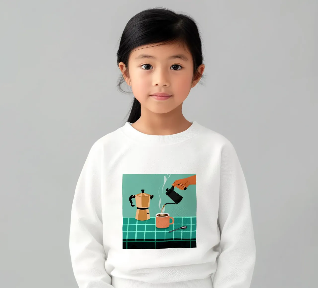 Morning Moka Moment kids sweatshirt by Veil Maya