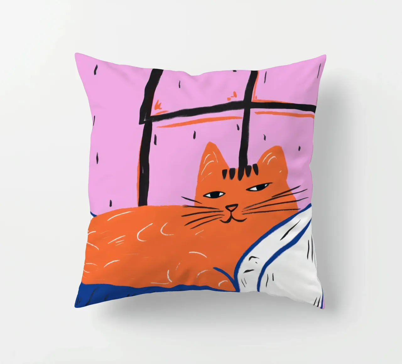 Ginger Cat RainStreaked Slumber cuscino da Prism Ritual
