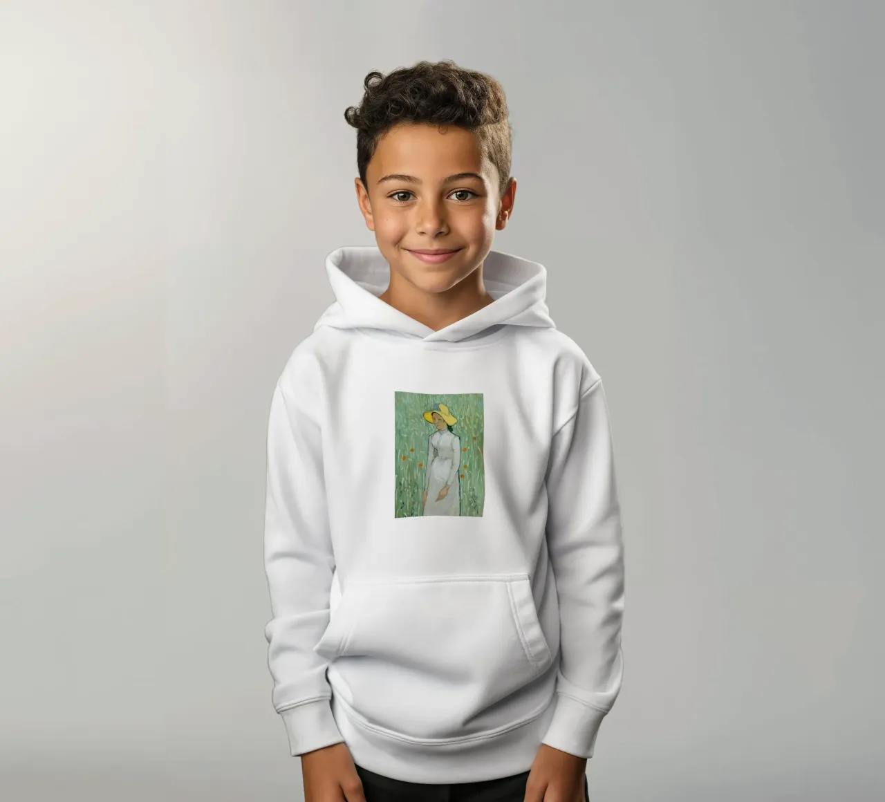 Ragazza in bianco felpa bambino con cappuccio da ValerieArt