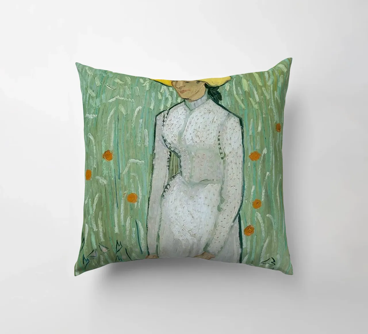 Ragazza in bianco cuscino da ValerieArt