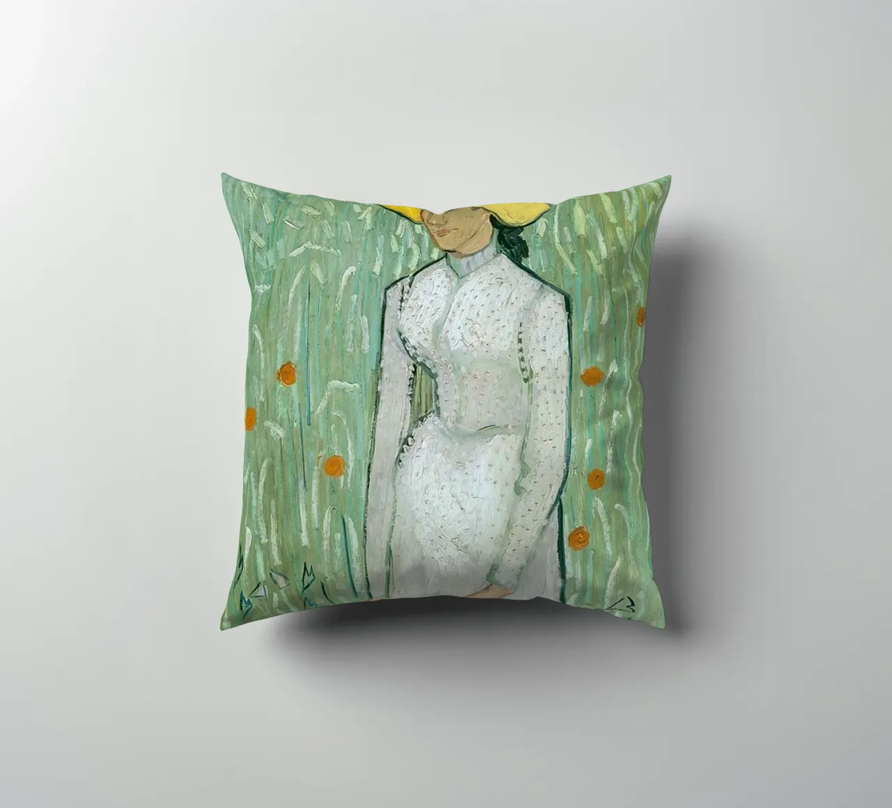 Ragazza in bianco cuscino da ValerieArt