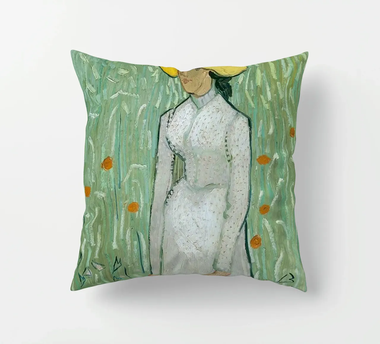 Ragazza in bianco cuscino da ValerieArt