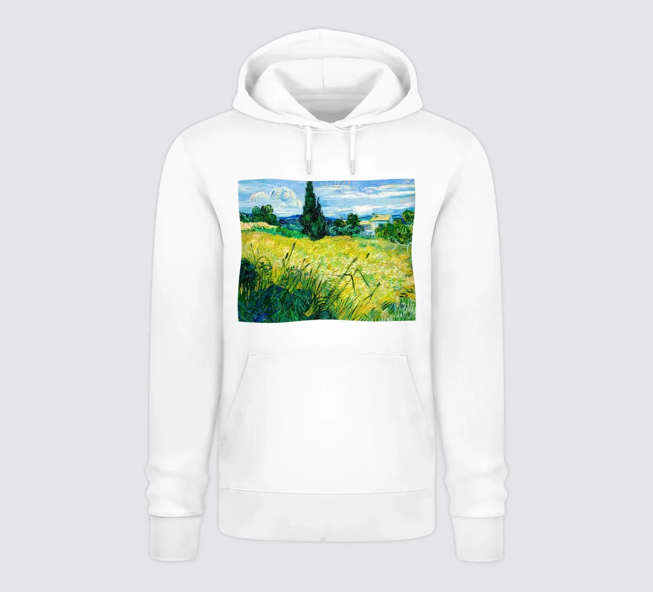 Campo di grano verde con cipresso 1889 felpa con cappuccio da ValerieArt