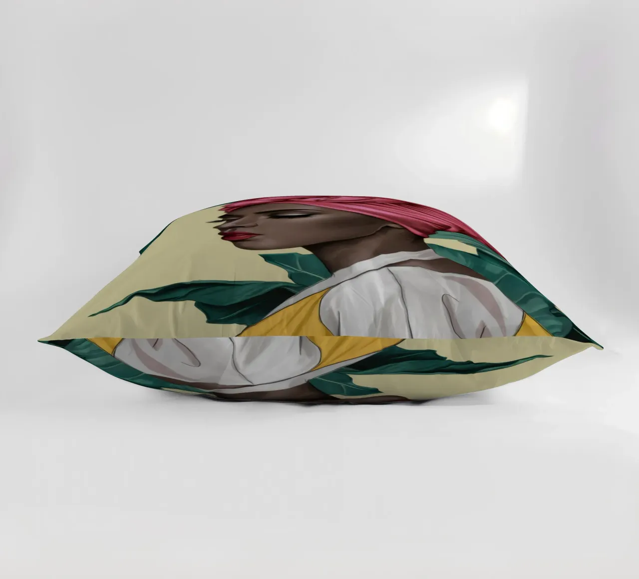 Grace in turbante rosa cuscino da Flock Reverie
