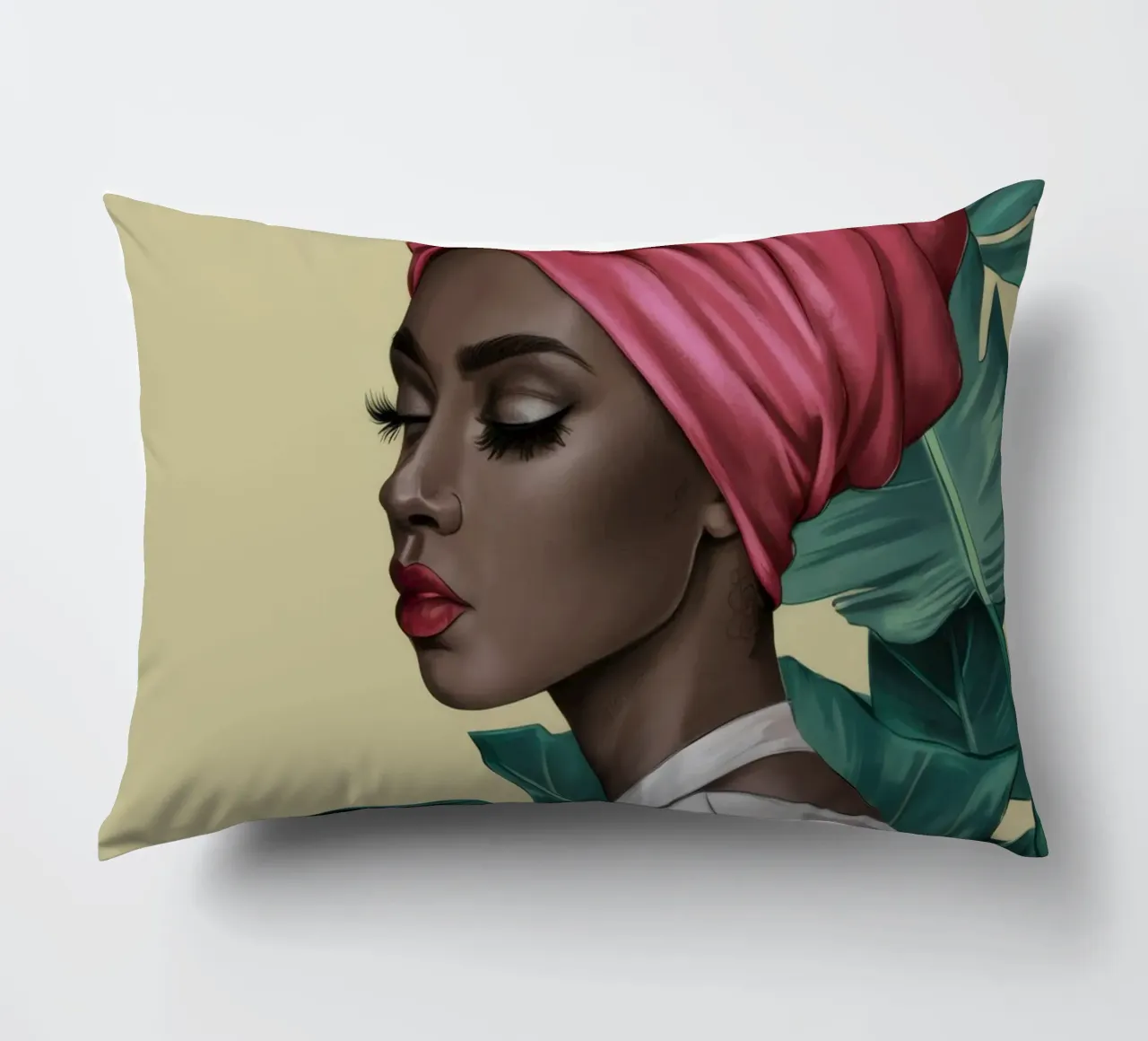 Grace in turbante rosa cuscino da Flock Reverie