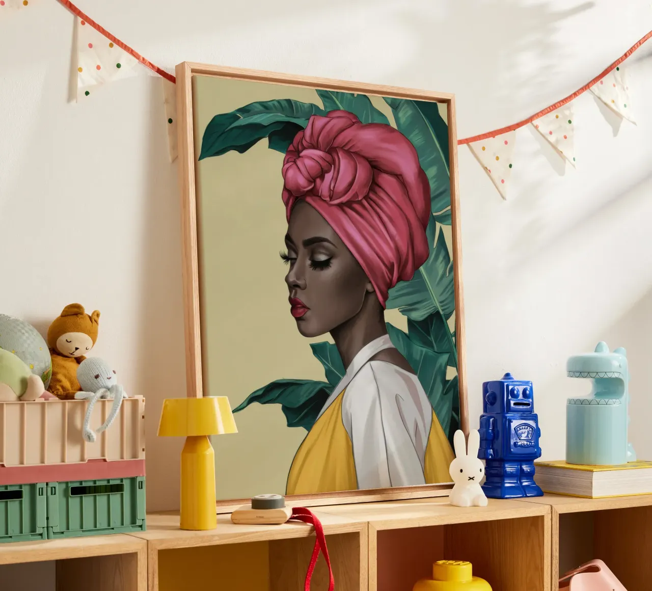 Grace in a Pink Turban canvas by Flock Reverie