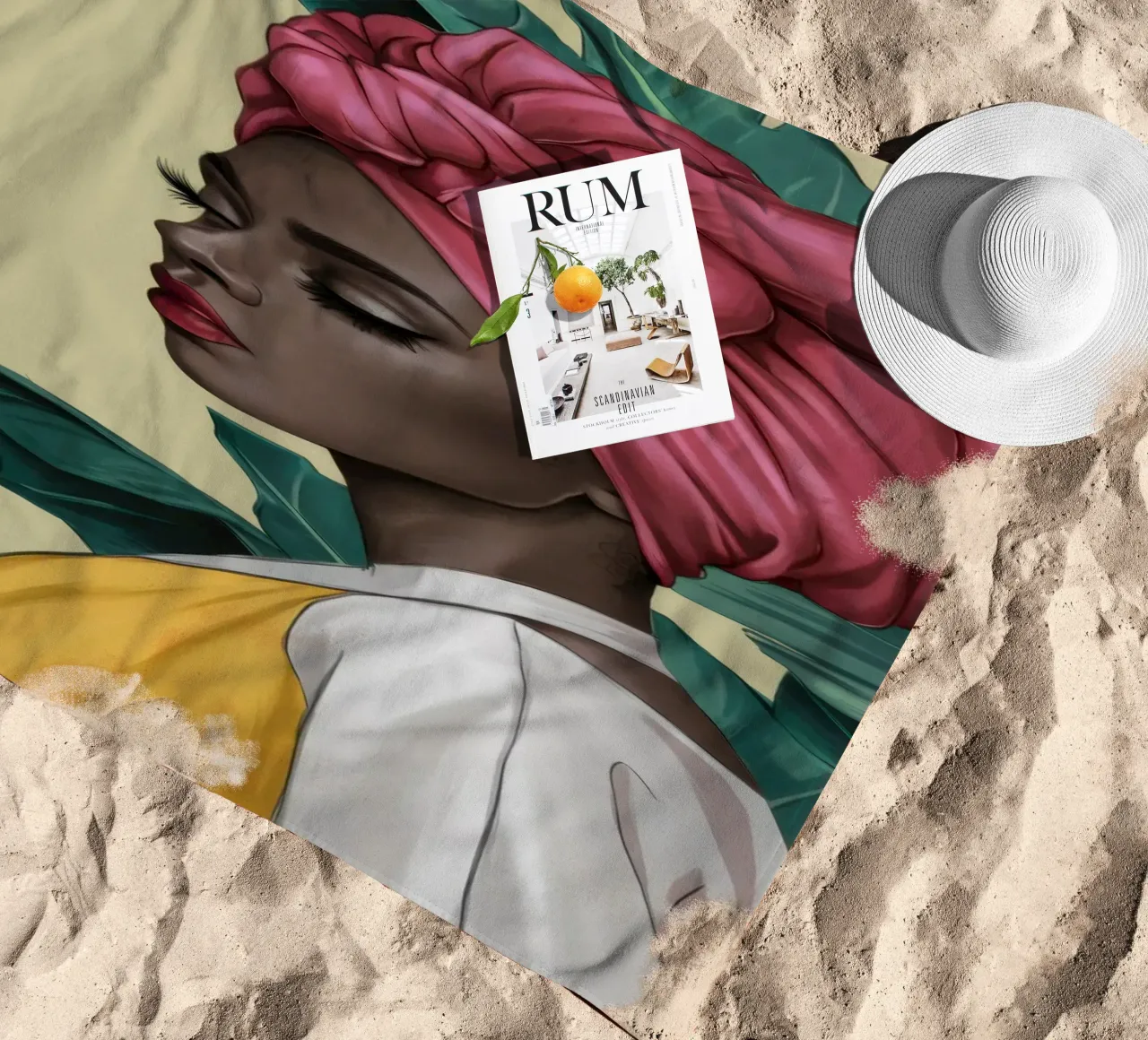 Grace in turbante rosa telo mare da Flock Reverie