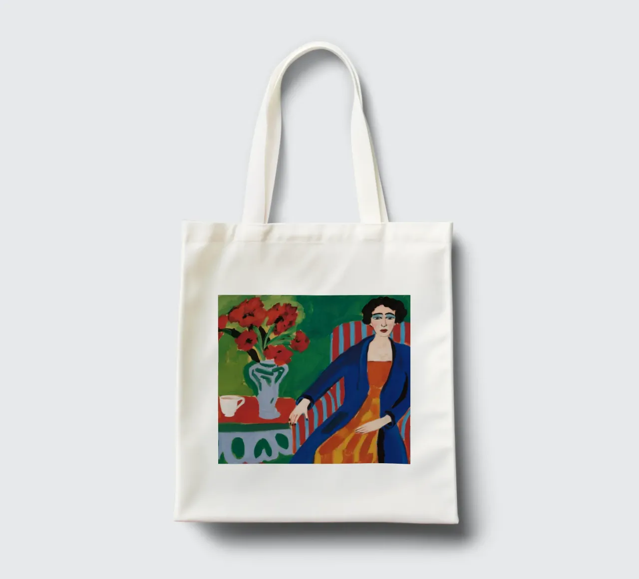 Ritratto colorblock sicuro di sé borsa in juta da Veil Maya