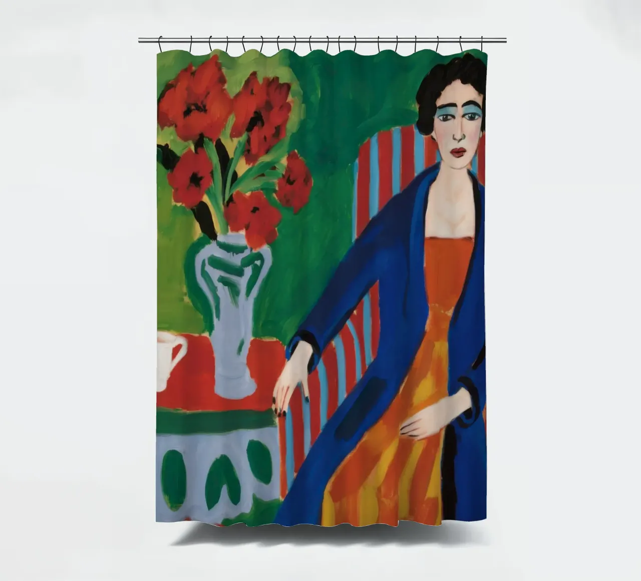 Confident Colorblock Portrait shower curtain by Veil Maya