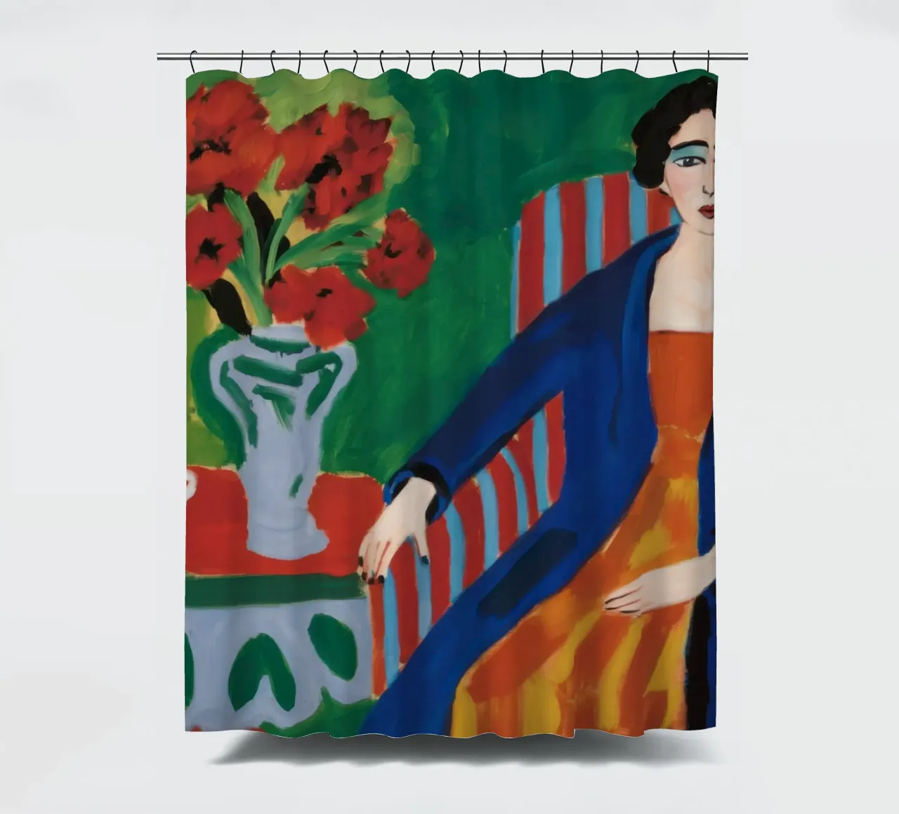 Confident Colorblock Portrait shower curtain by Veil Maya