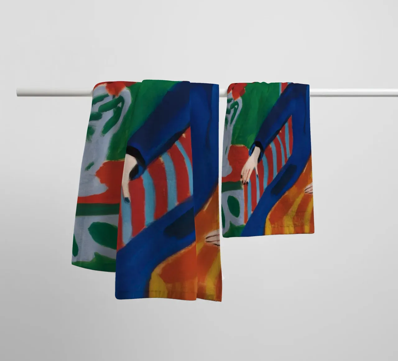Ritratto colorblock sicuro di sé asciugamano da bagno da Veil Maya