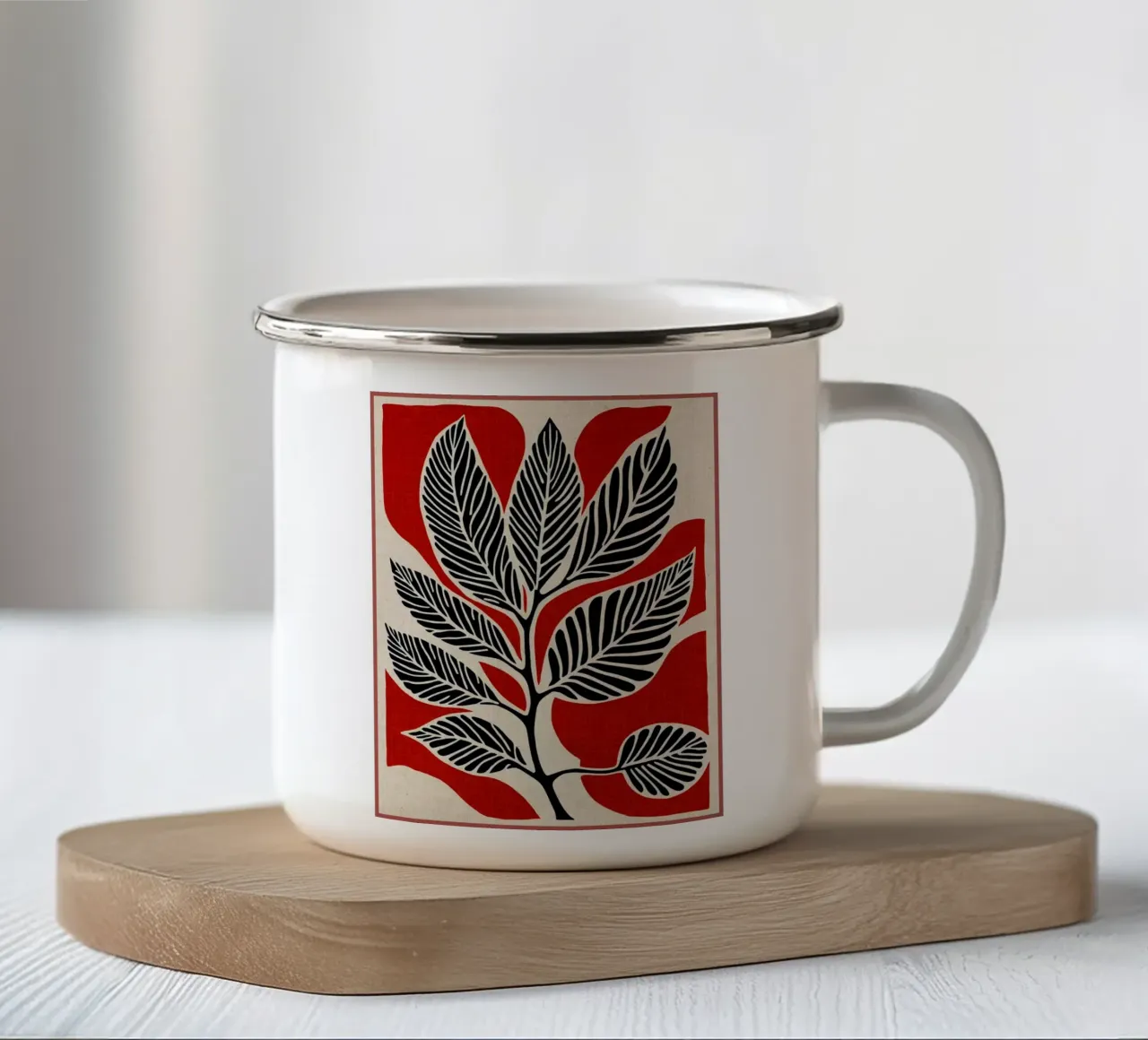 Foglia nera rossa vintage tazza in smalto da VintageDesign