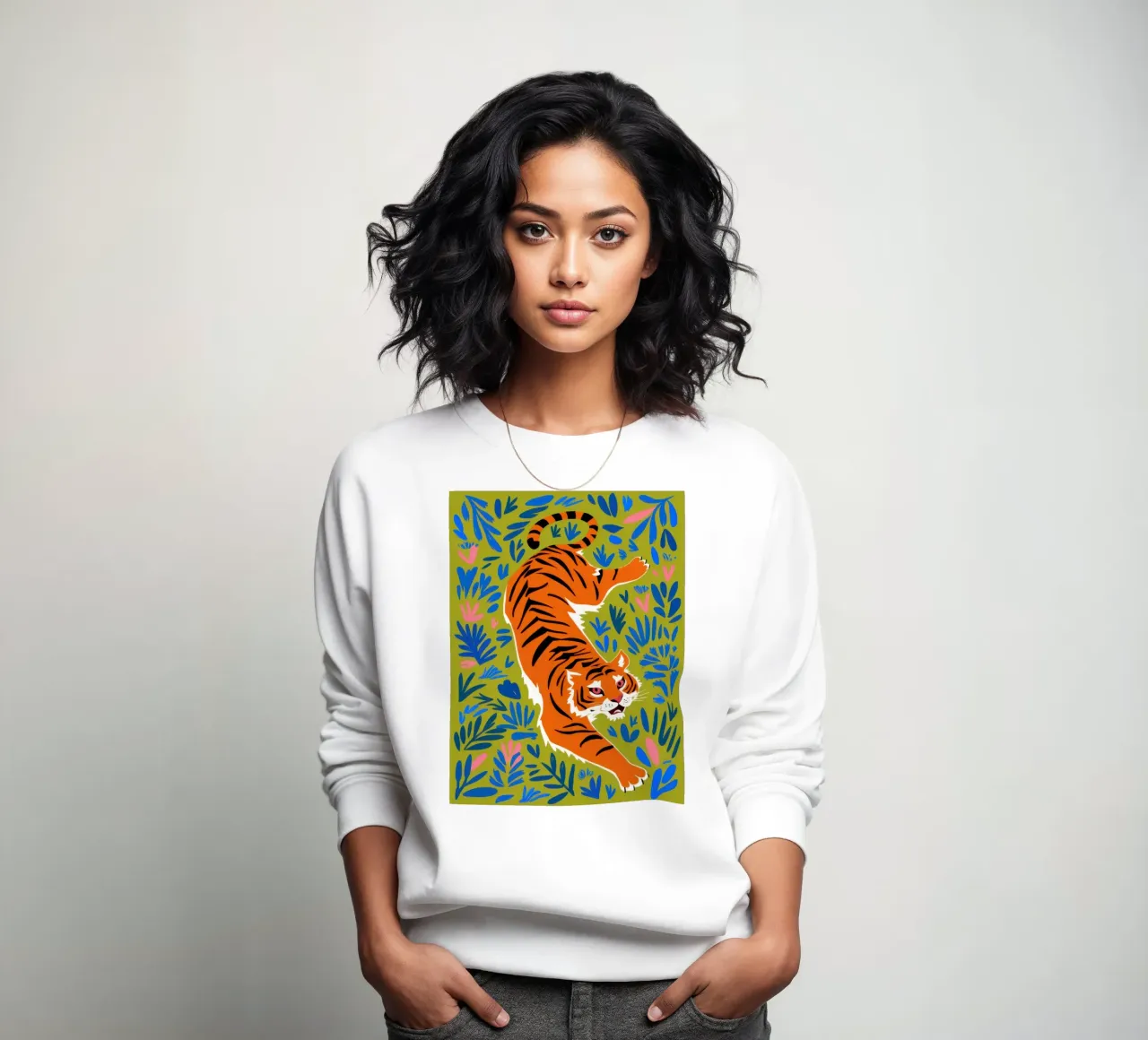 Tiger im Dschungel Sweatshirt von Flock Reverie
