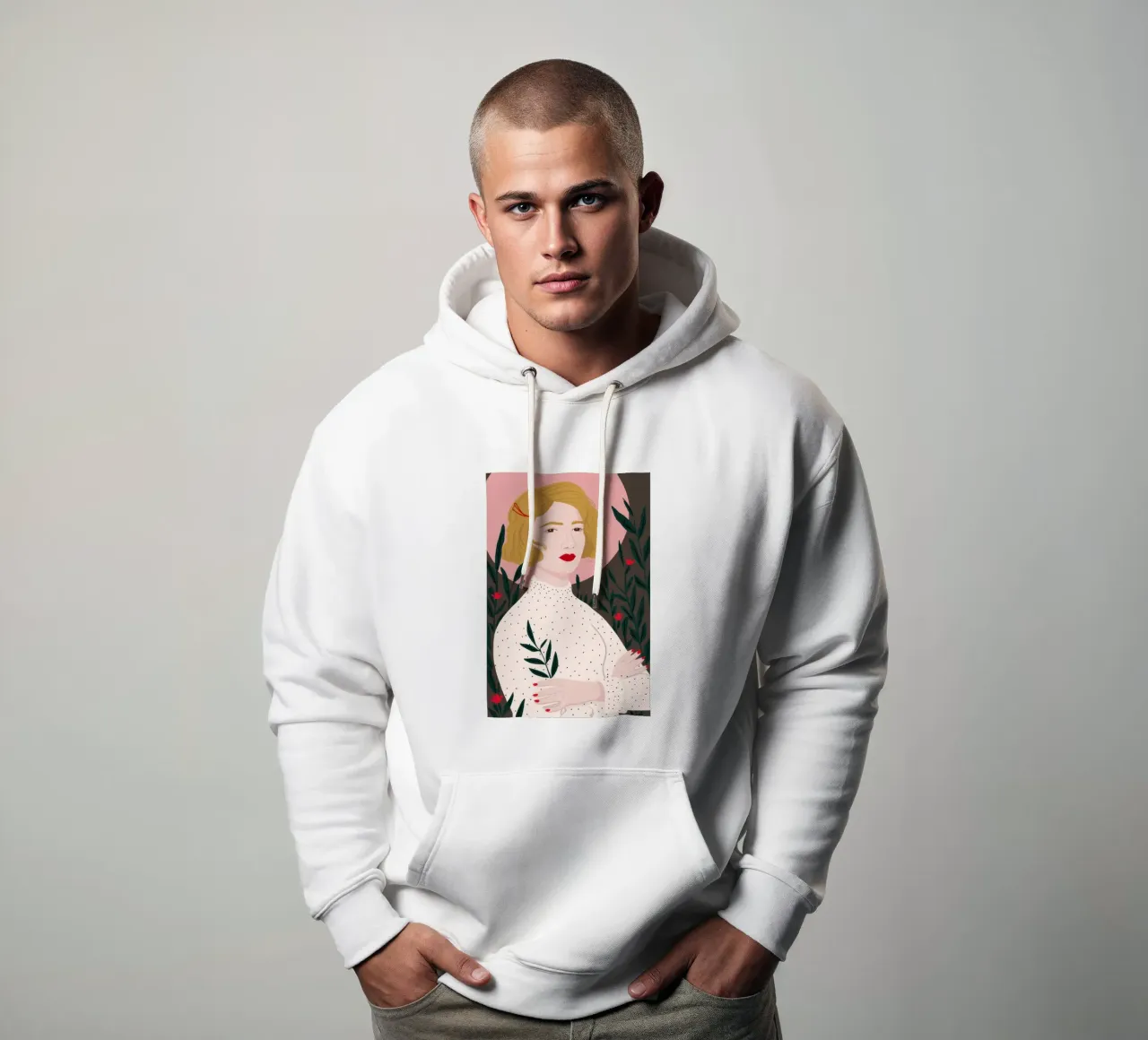 Sguardo poetico botanico felpa con cappuccio da Veil Maya