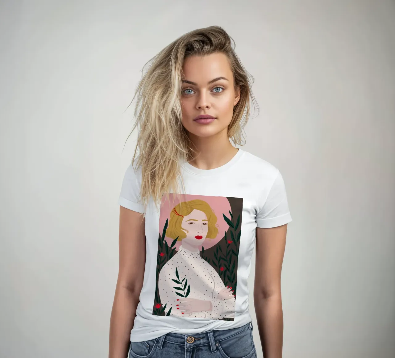 Regard botanique poétique t-shirt ajusté pour femmes de Veil Maya